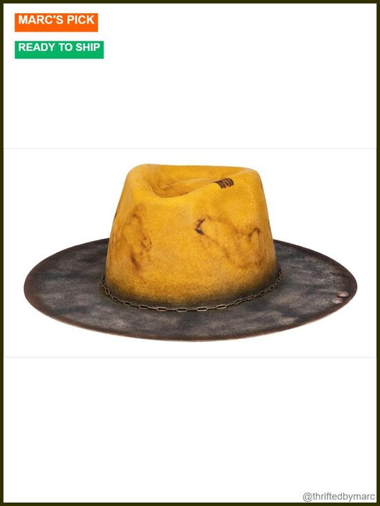 100% Wool Stiff Felt Fedora Hat Handmade Distressed Rancher Hat main image 5